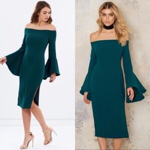 Bardot Solange Off-the-Shoulder Bell Sleeve Midi Dress